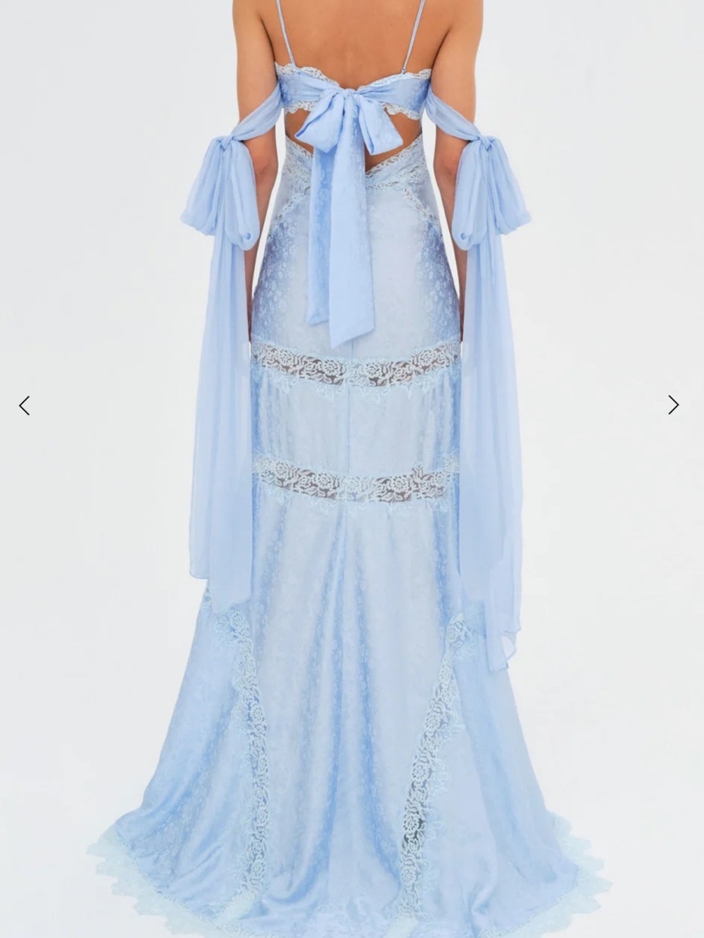 For Love and Lemons Rita Lace Gown, Blue, Size L - Picture 3 of 4
